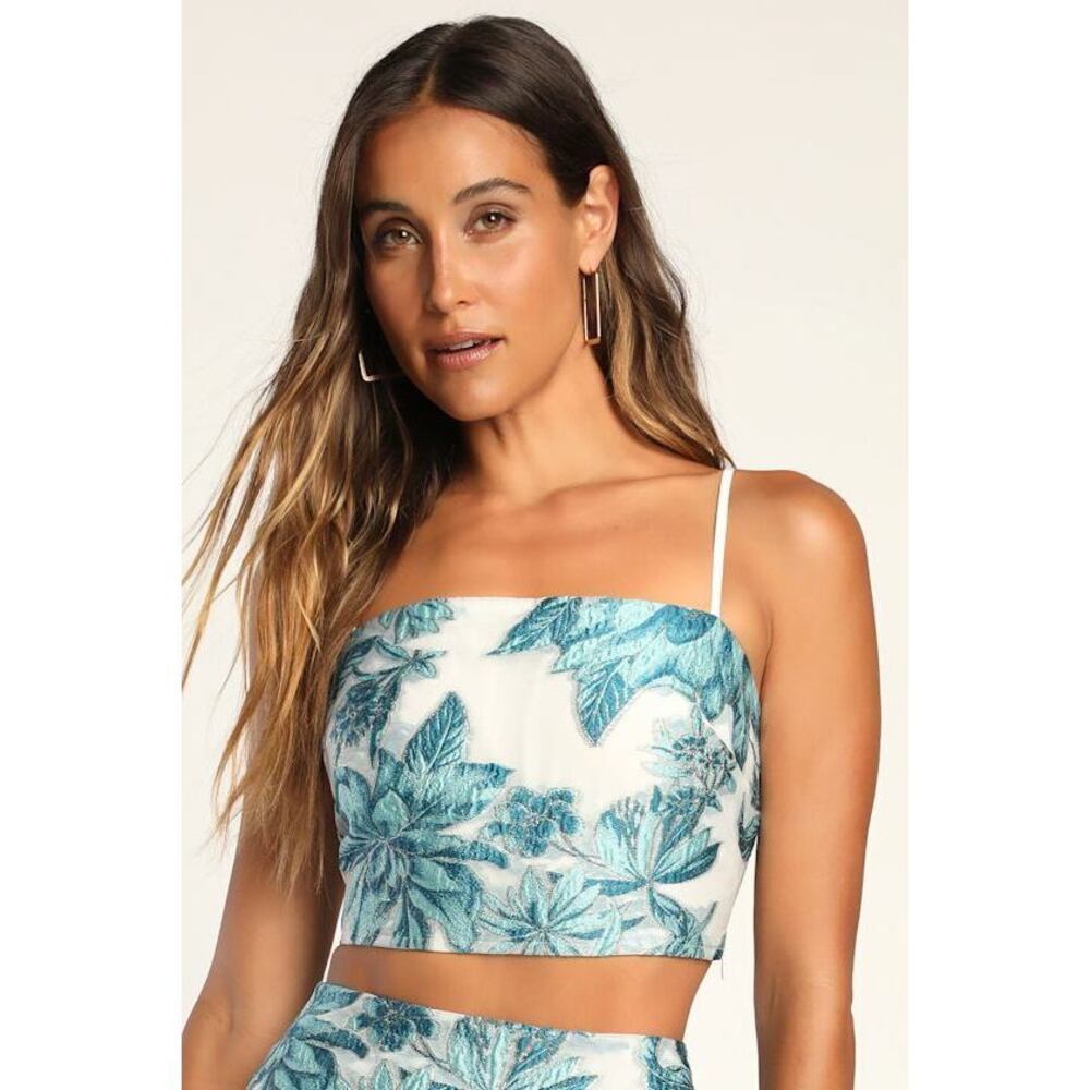 Lulus Floral Jacquard Cropped Tank